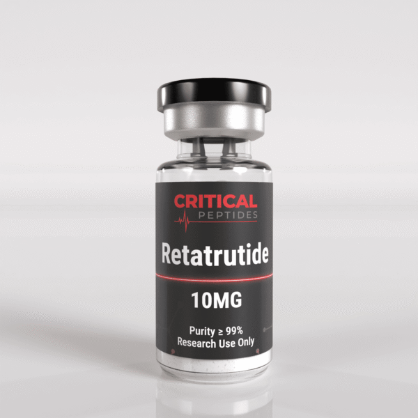 Retatrutide 10mg research peptide vial used in laboratory studies for metabolic research, glucose regulation, and multi-receptor scientific analysis