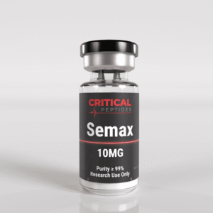 Semax 10mg research peptide vial used in laboratory neuroscience studies for cognitive function, memory research, and brain signaling analysis