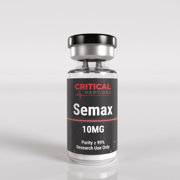 Semax 10mg research peptide vial used in laboratory neuroscience studies for cognitive function, memory research, and brain signaling analysis