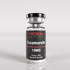 Tesamorelin 10mg research peptide vial used in laboratory studies for growth hormone research, metabolic analysis, and endocrine function