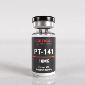 PT-141 10mg research peptide vial used in laboratory studies for neuroendocrine research, melanocortin receptor activity, and behavioral analysis
